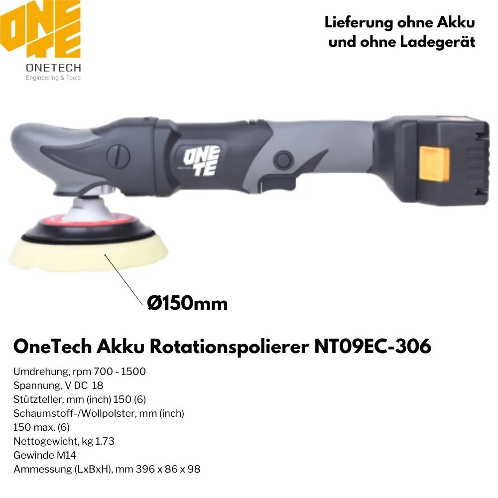 OneTech Akku-Rotationspolierer, 150mm, M14