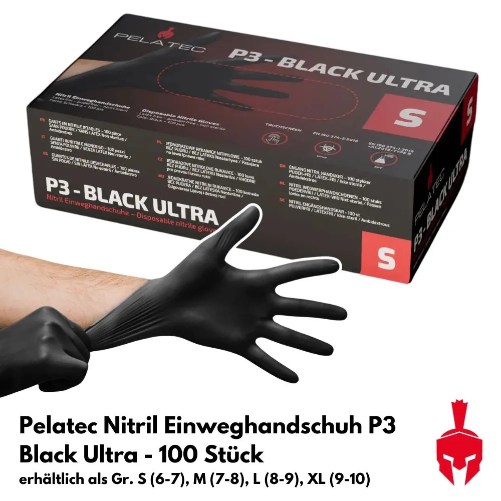 Pelatec P3 - Black Ultra Nitrilhandschuhe Gr. XL (9-10)